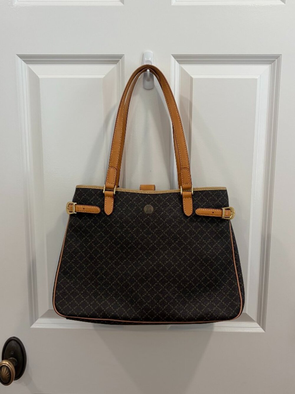 Eiffel Paris Monogram Tote Bag Brown Tan Shoulder Purse